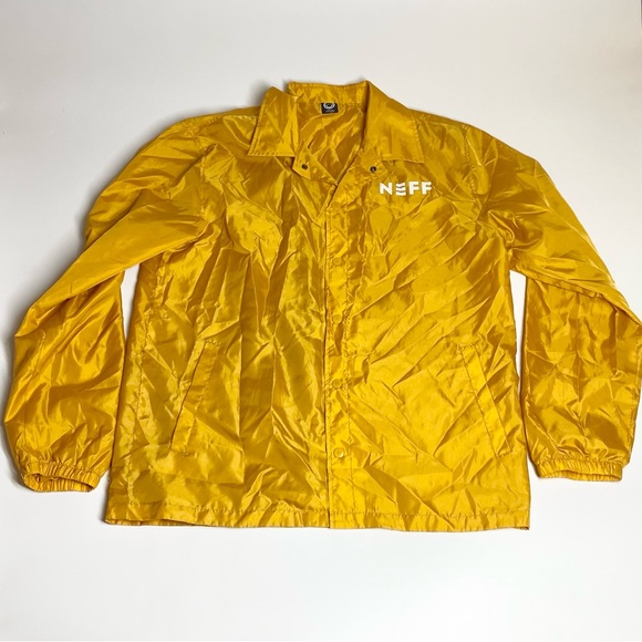 Neff Men’s Rose Checkerboard Jacket Size XL Mustard Yellow Collar Full Button - Picture 4 of 4